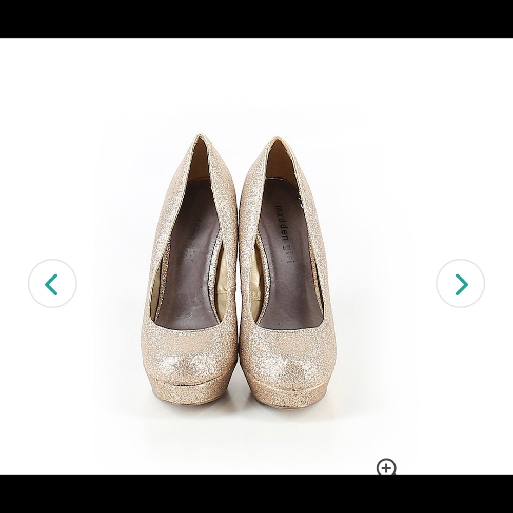 Gold silver Madden girl gold  heels.